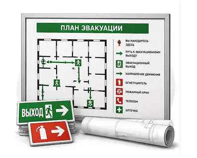 разработка и отрисовка планов эвакуации и схем движения